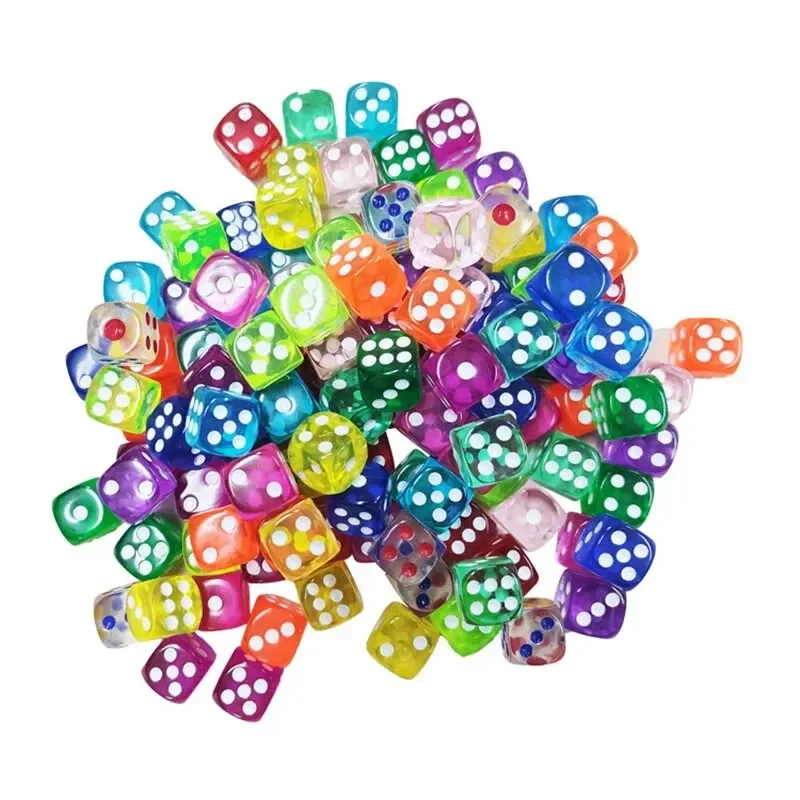 50PCS Bunte Transparente Abgerundete Würfel Farbige Würfel Set Unterhaltung Bildschirm Farbige Würfel