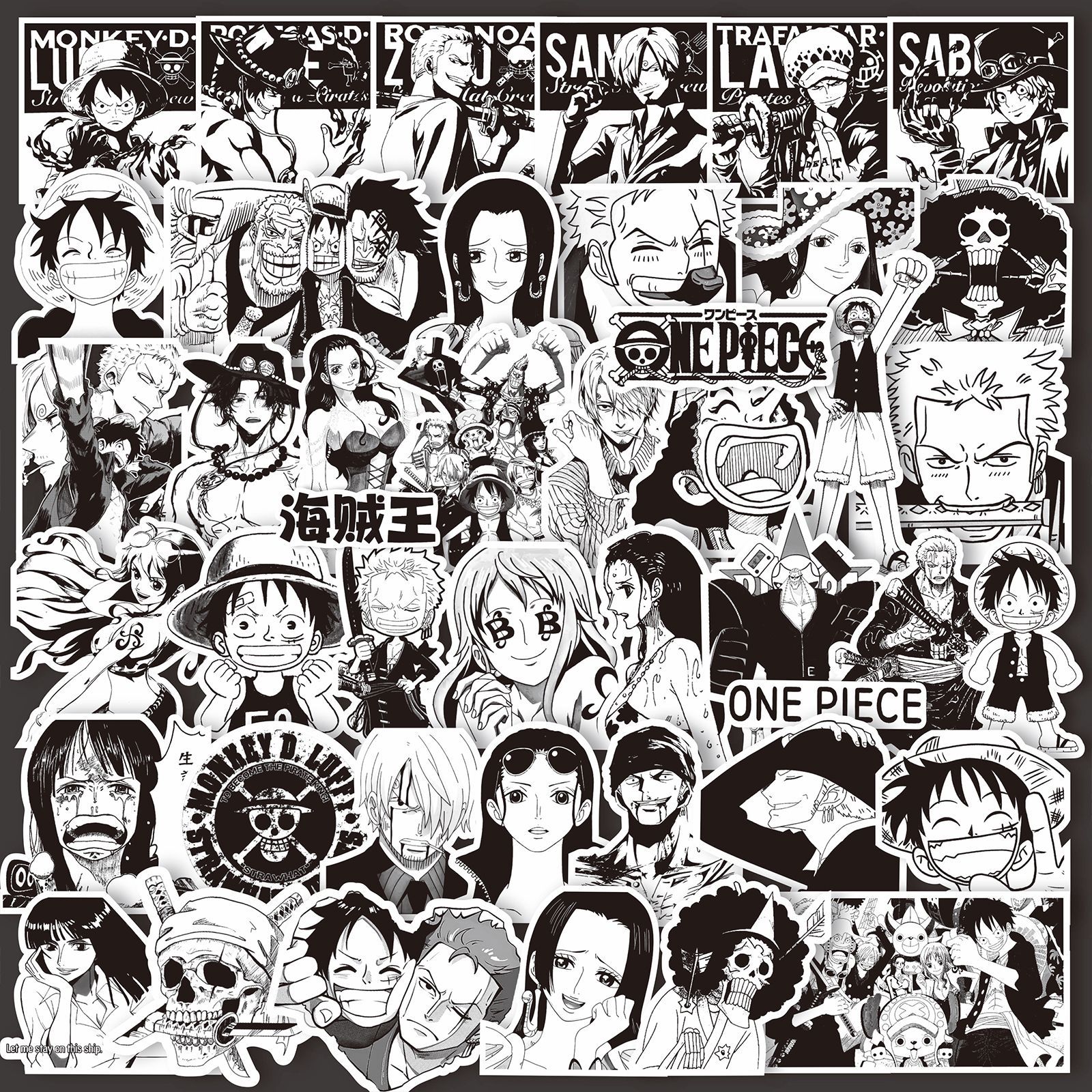 65-75 unidades/pacote clássico preto branco anime adesivos decoração mala scrapbooking portátil telefone papelaria mangá adesivo brinquedos