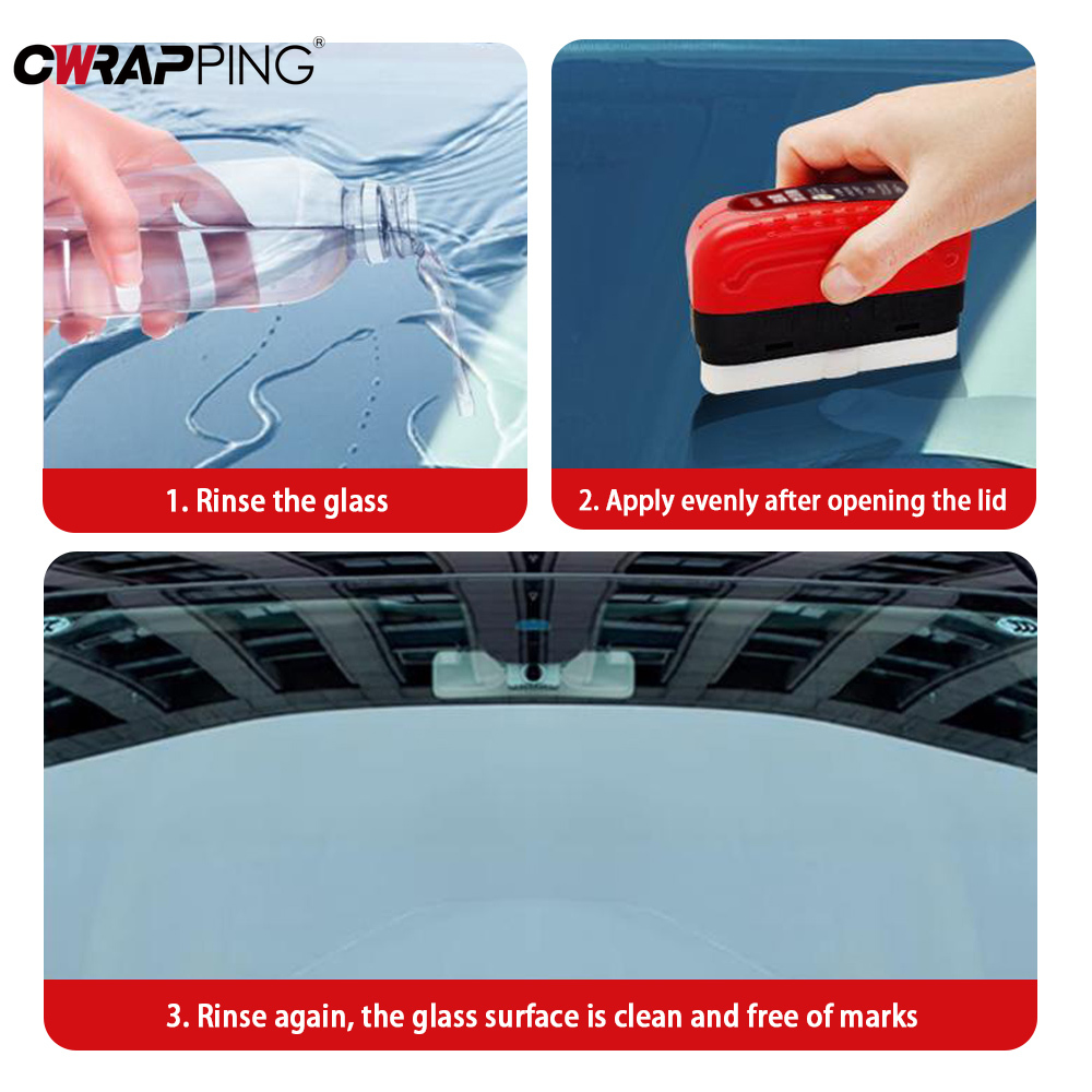 กระจกรถยนต์น้ํามันฟิล์มRemover Auto Detailingที่มีประสิทธิภาพแก้วขัดกระจกทําความสะอาดแปรงทําความสะอาดภาษาโปลิชคําเครื่องมือรถ