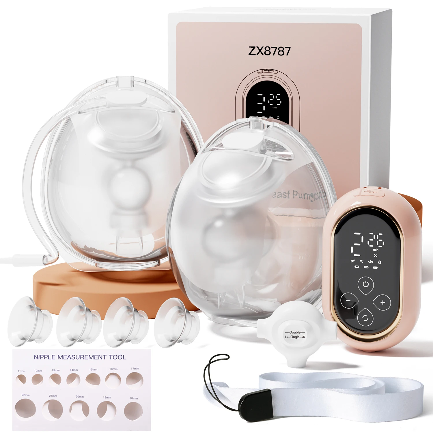 NCVI dubbele elektrische borstkolf, ultralichte draagbare borstvoedingspomp, 4 modi 9 niveaus, 19/21 mm voor kleine tepels