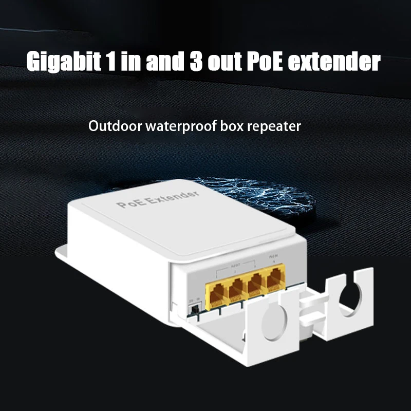 Repetidor extensor POE resistente al agua, 4 puertos, 100/1000Mbps, red exterior IP55 VLAN 44-57V para cámara POE, AP sin cables