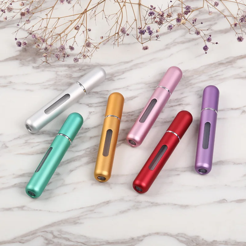 Mini botella de Perfume recargable portátil, bomba atomizadora, botella pulverizadora de aluminio, contenedor de cosméticos, herramientas de maquillaje de viaje, 8/10ml