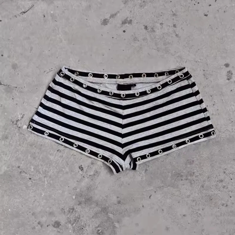 Summer clothing Gothic spicy girl fashion women's Emo metal ring decoration shorts Harajuku sexy ultra short shorts punk Y2k