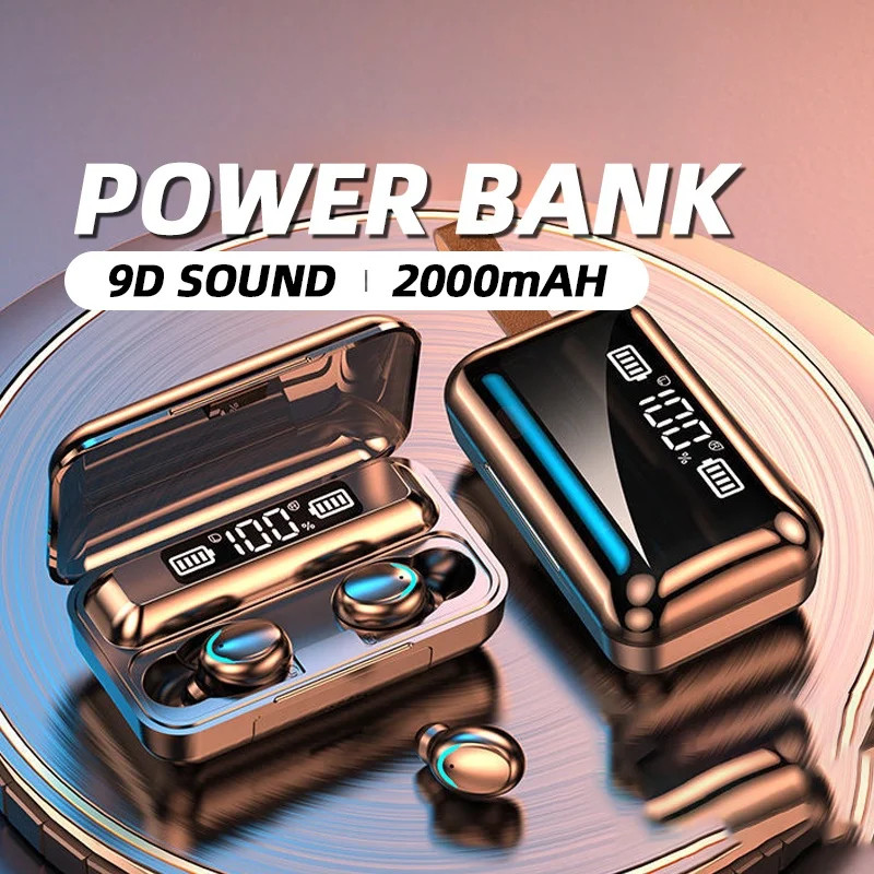 TWS F9-5 Bluetooth 5.3 fone de ouvido sem fio, fones de ouvido, hifi, estéreo, esportes, fones de ouvido à prova d'água, fones de ouvido, aparelhos auditivos com microfone, handfree