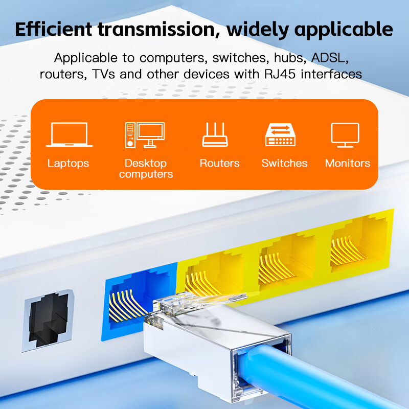Pasar Cat6 a través de conectores blindados RJ45 Enchufe modular Ethernet UTP de engarzado 8P8C chapado en oro con extremo de cristal