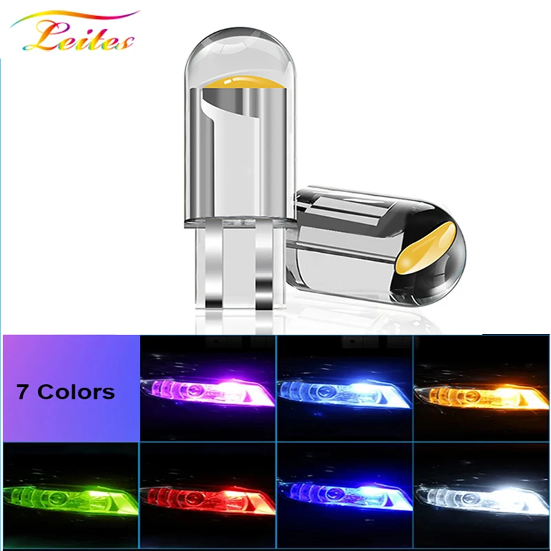10 Buah T10 W5W 194 12V Bohlam LED Putih Kuning Merah Es Biru Hijau Merah Muda Lampu Otomatis untuk Interior Mobil Lampu Parkir Samping Kubah