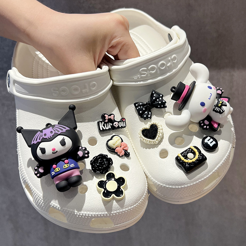 Miniso bonito sanrio kuromi kawaii sapatos acessórios dos desenhos animados periférico cinnamoroll melodia charme fivela encantos crianças presente