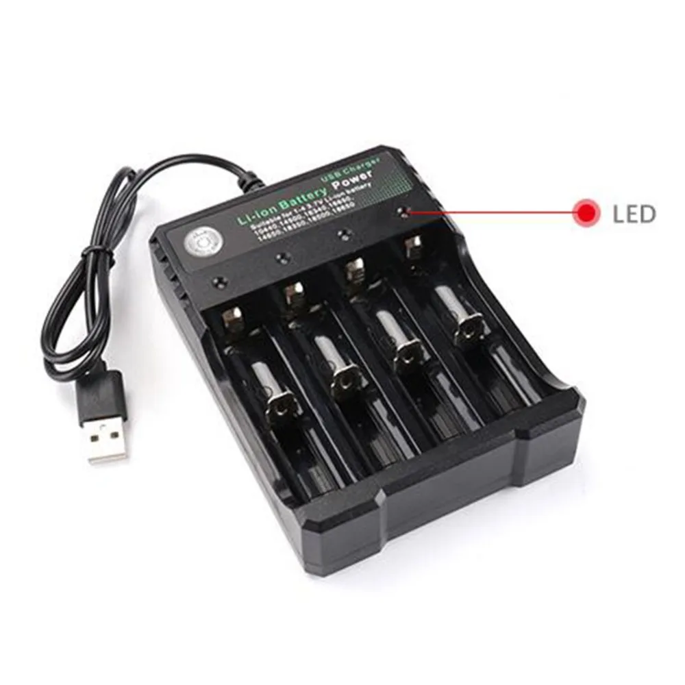 1/2/4 ranuras AC 110V/220V 18650 cargador de batería negro para 14500 14650 16650 18350 18500 18650 3,7 V baterías de litio recargables