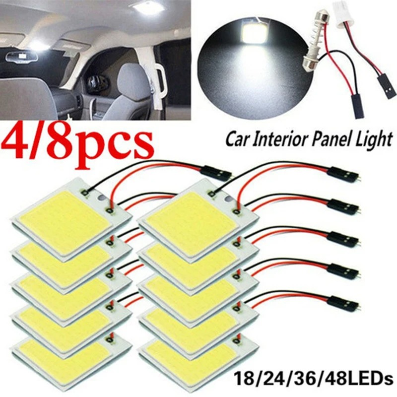 4 PCS อุปกรณ์ตกแต่งภายในรถยนต์ 18/24/48 SMD T10 4W 12V COB ภายในรถแผงไฟ LED หลอดไฟรถโดมรถแผง