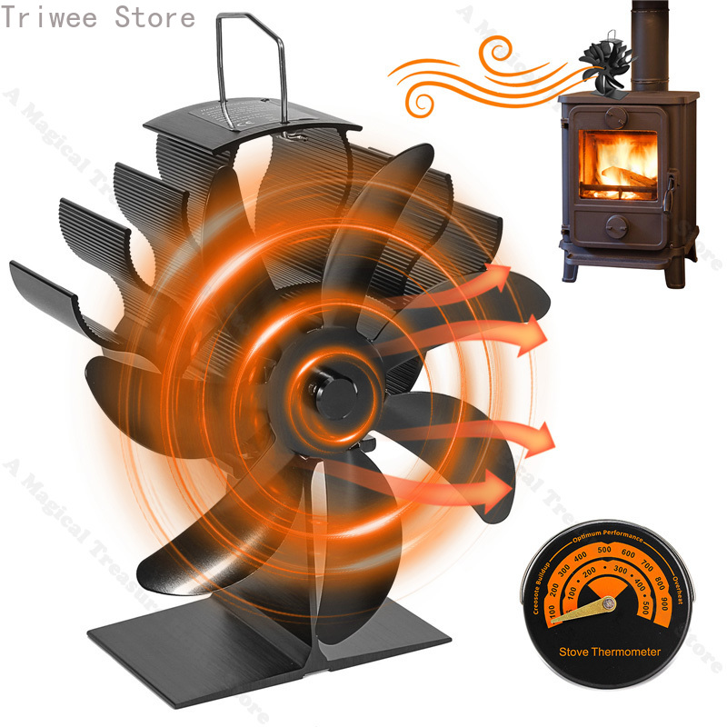 7 Blades Stove Fan Heat Powered Fireplace Fan Log Wood Burner Eco-fan Quiet Home Winter Warm Heater Efficient Heat Distribution