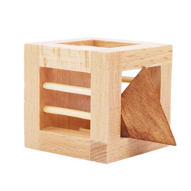 Wooden Puzzle 3D Unlock Brain Teasers Cage Apart Triangle Luban Lock Educational Intellectual Toys Juegos De Ingenio Y Logica
