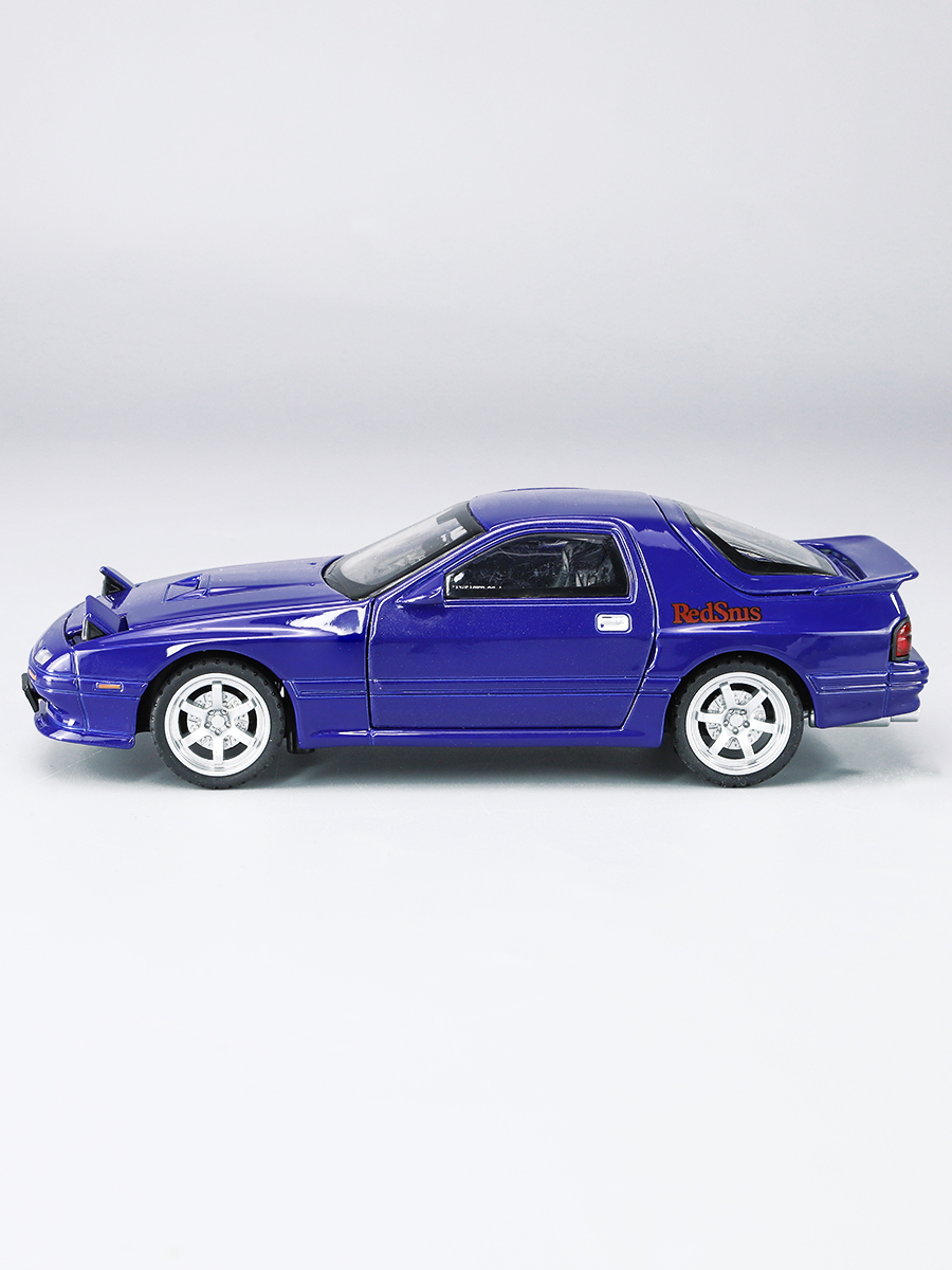 1/32 Mazda RX7 Initial D Miniature Diecast RX-7 Toy Car Model Sound & Light Doors Openable Collection Gift for Children Boy Kid