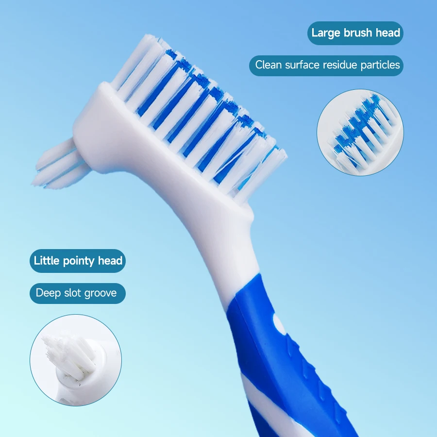 1pcs Toothbrush for dentures, double-sided cleaning, orthodontic correction, denture retainers, specialized toothbrush