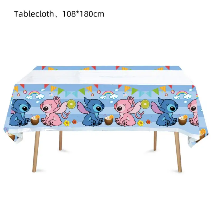 Lilo Stitch ตกแต่งทิ้งบนโต๊ะอาหารรวมแผ่นผ้าปูโต๊ะแบนเนอร์บอลลูนสําหรับอาบน้ําเด็กอุปกรณ์