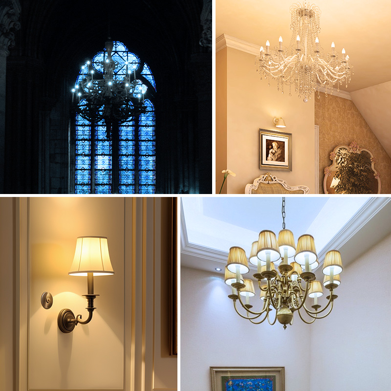 6er-Pack E14-Kerzenbirnen, 220 V, warmweiß, 3000 K, Kaltweiß, 6500 K, 5 W, 545 lm, 160 ° Strahlwinkel C37 Glühbirnen mit Schraube