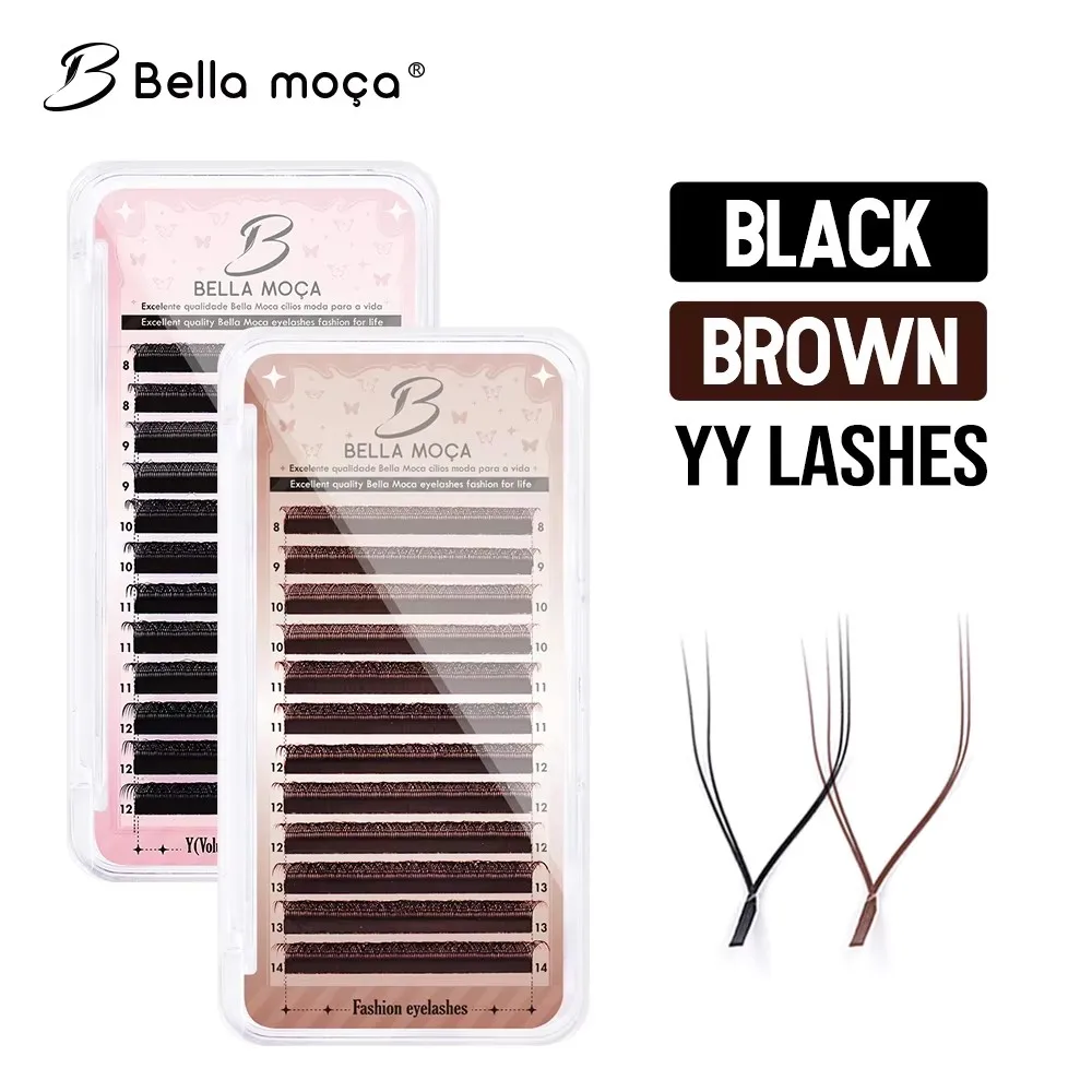 Bella moça YY Shaped Lashes C D L LU L+ Curl Faux Mink Brown/Black Y Lash Supplies