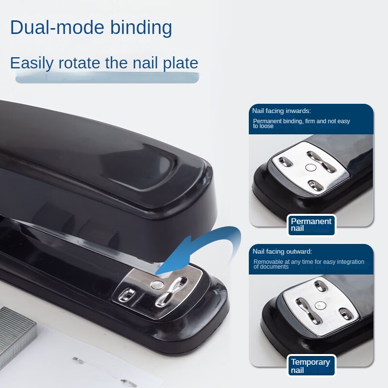M&G Dual Mode Nietmachine Zakelijk Metaal Duurzame Nietmachine # 12 kantoorbenodigdheden, eenmalig pakket, zwart/grijs, geschikt voor 24/6 en 26/6 nagelpatronen
