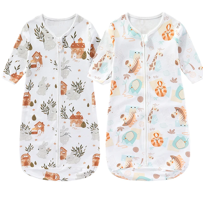 Spring Autumn Baby Sleeping Bags Cotton Newborn One-Piece Anti-Scare Sleeping Bag Cartoon Long Sleeve Baby Girl SleepSack 0-18M