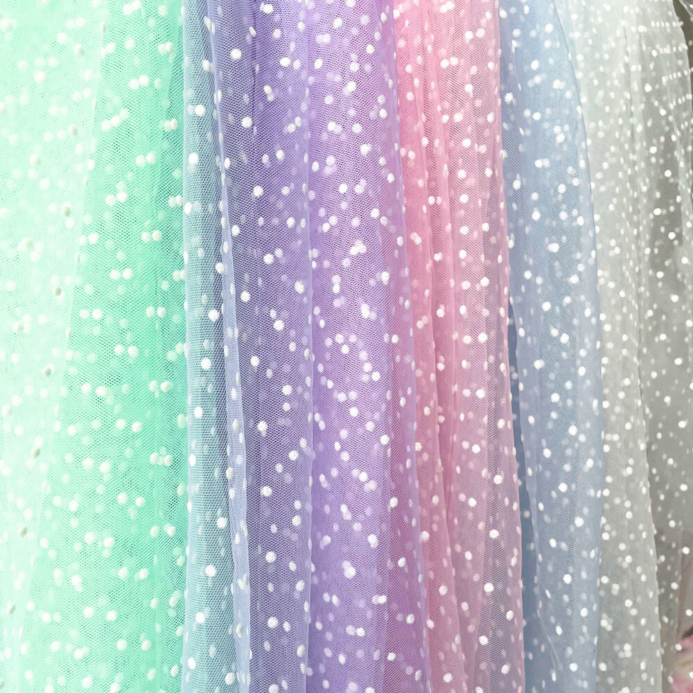 90x155cm Beflockte Dot Mesh Tüll Stoff Hohe Elastische DIY Mädchen Sommer Kleid Hemd Abendkleid Kopfbedeckungen Materialien party Dekorative