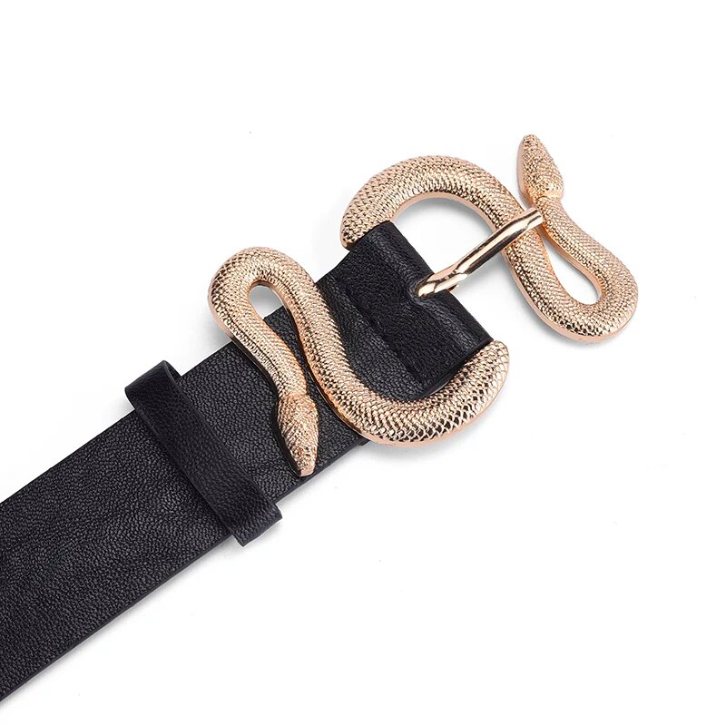 Cinto feminino tendência retro cobra fivela cinto moda casual cinto de couro do plutônio com vestido jeans cintos presente para mulher e namorada