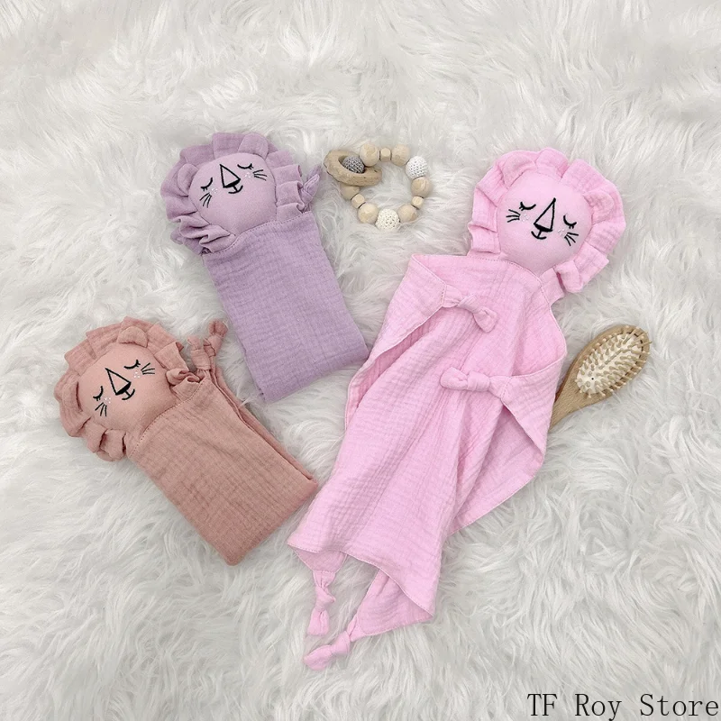 Baby Comforter Cute Baby Rabbit Cat Muslin Towel Miękka bawełna Śpiące lalki Koc z tkaniny Noworodek Appease Śliniaki na ręczniki