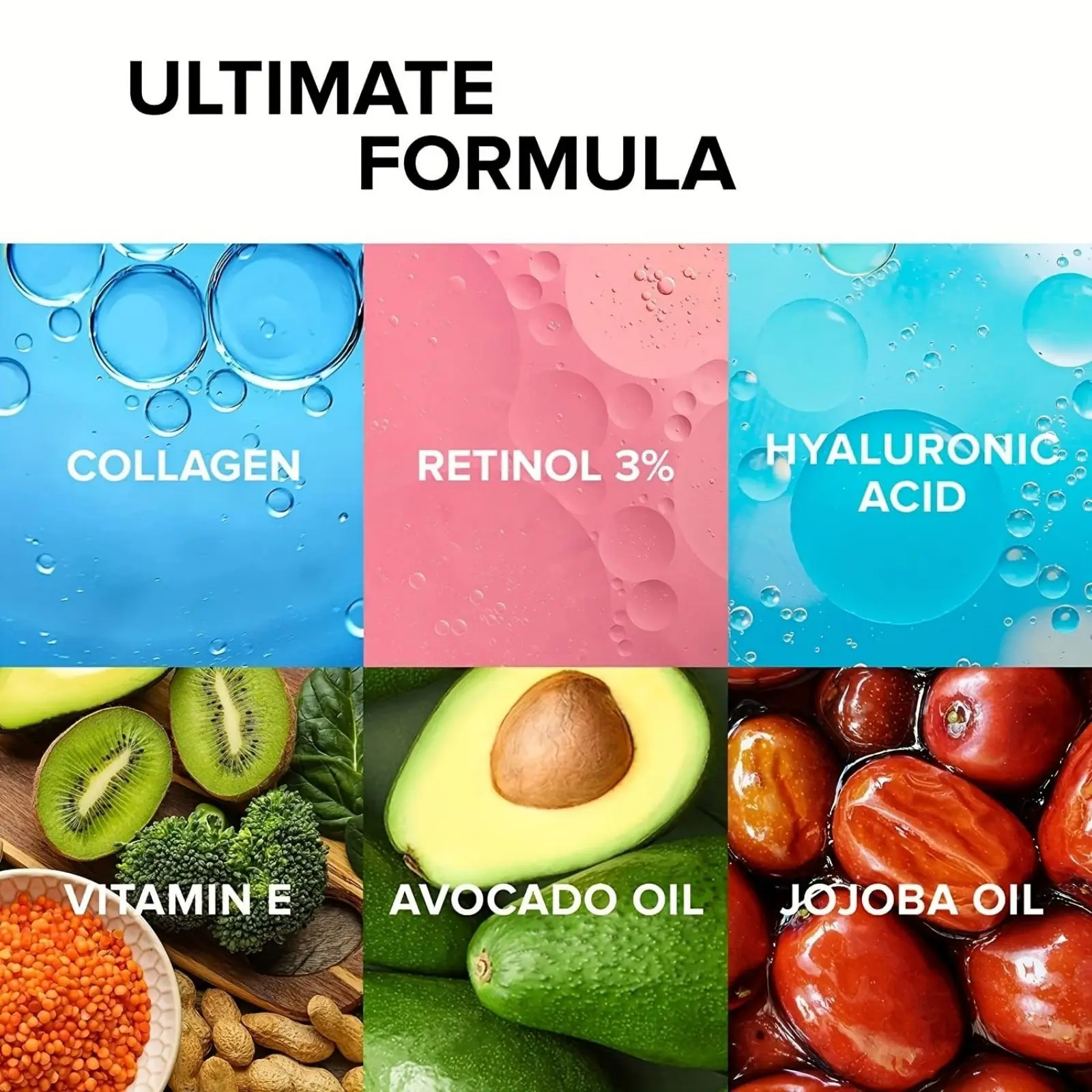 Creme de colágeno para rosto com retinol e ácido hialurônico
