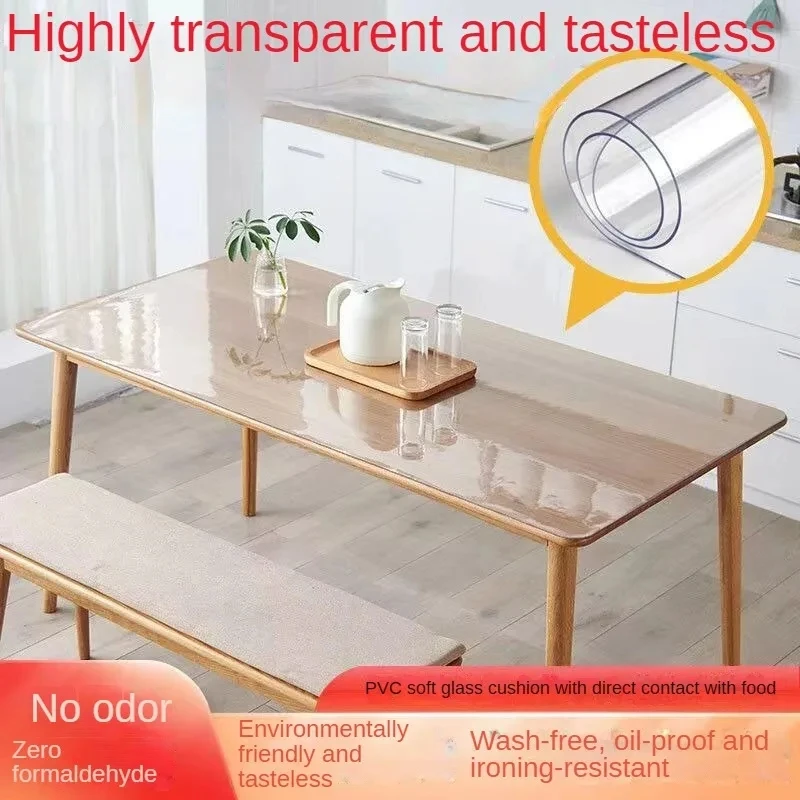 Soft Glass Table Cloth 3.0mm soft PVC Transparent Tablecloth Waterproof Rectangular Table Cover Pad Kitchen Oil-Proof Table Mat
