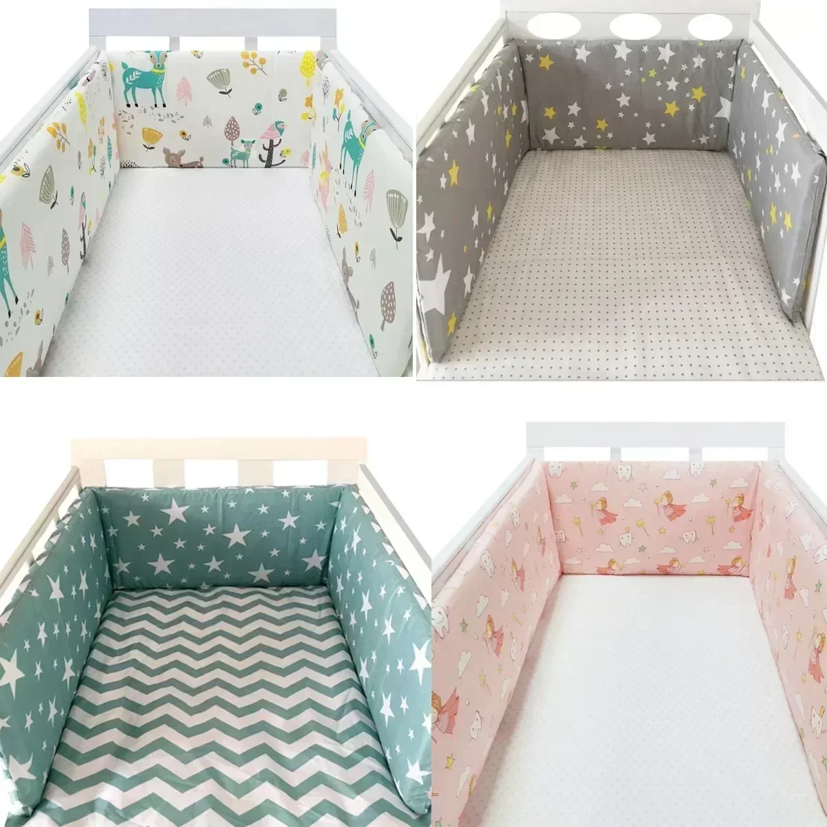 Babybed Bumpers Baby Katoen Anti-val Kussen Eendelig Kinderbed Wieg Rond Bescherming Pasgeboren Protector Kinderkamer Beddengoed 200*30CM