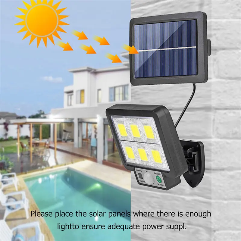 Ao ar livre à prova dwaterproof água de emergência rua jardim segurança decoração lâmpada led solar divisão lâmpada parede sensor movimento luz solar 3 modo