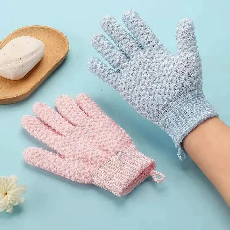ถูผ้าเช็ดตัวห้านิ้วถุงมืออาบน้ําฝักบัวFrostedโคลนเครื่องมืออาบน้ําFrostedผ้าเช็ดตัวอาบน้ําเครื่องมือขัดถุงมืออาบน้ํา 1Pc