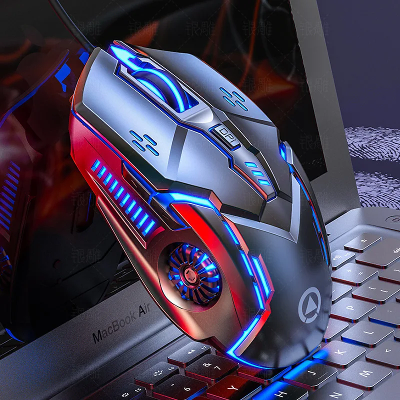 Эргономичная проводная игровая мышь RGB Mute Mause со светодиодной подсветкой, 3200 точек на дюйм, 6 кнопок G5, USB-механическая мышь для ПК, ноутбука, компьютера, геймера