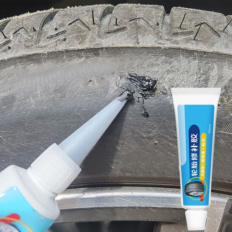 Cola para reparo de pneus de carro, cola preta para pneus de motocicleta e bicicleta, reparação rápida de rodas para cuidados com o carro, acessórios, ferramentas amabilis