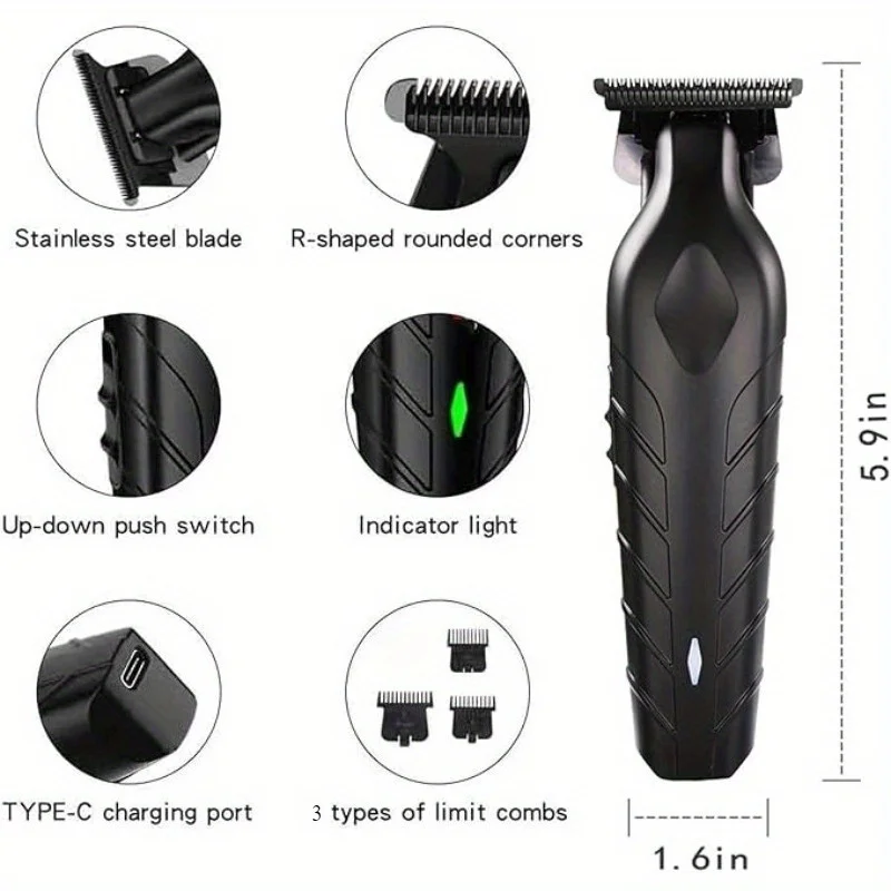 メンズヘアクリッパー・トリマーセット - USB充電式リチウム電池、ABSボディ、コードレスバリカン、ヘアカットグルーミングキット