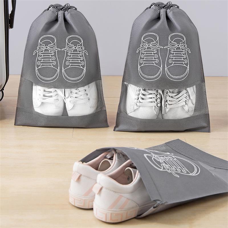 5pcs/set Shoe Storage Bag With Thickened Non-woven Fabric Strap Mouth Large Capacity Travel Waterproof Shoe Bag Moistureproof