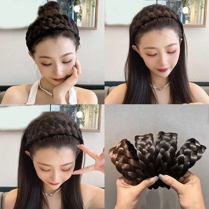 手作りの女性用編組ウィッグ,ヘアアクセサリー,かつら,ヘアバンド,かつら,ヘアバンド,5ストランド