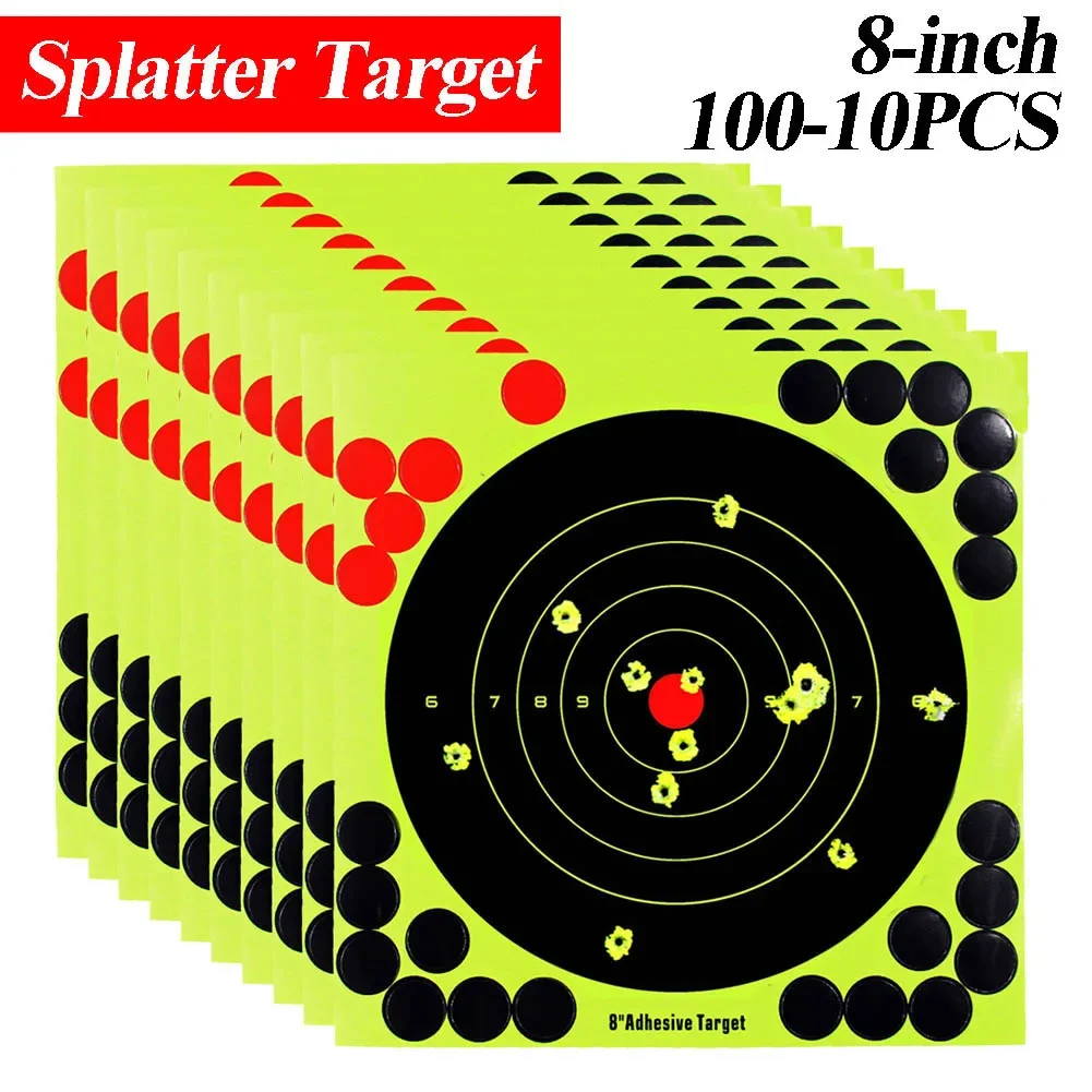100-10PCS 8-zoll Splatter Ziel Hohe Sichtbarkeit Klebstoff Schießen Ziel Aufkleber Reaktive Jagd Schießen Ausbildung Papier
