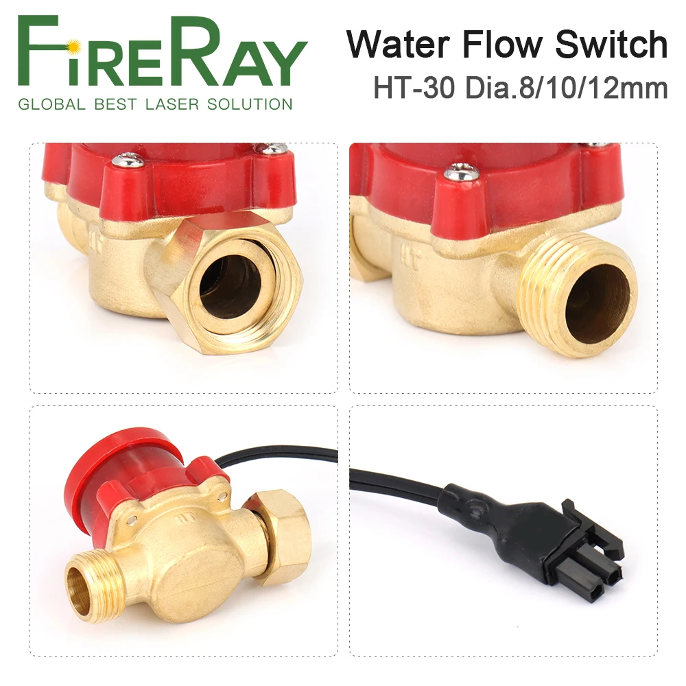 FireRay Lưu Lượng Nước Công Tắc Cảm Biến Áp Lực Điều Khiển Tự Động Lưu Thông Bơm Đầu Nối Bảo Vệ CO2 Laser Ống