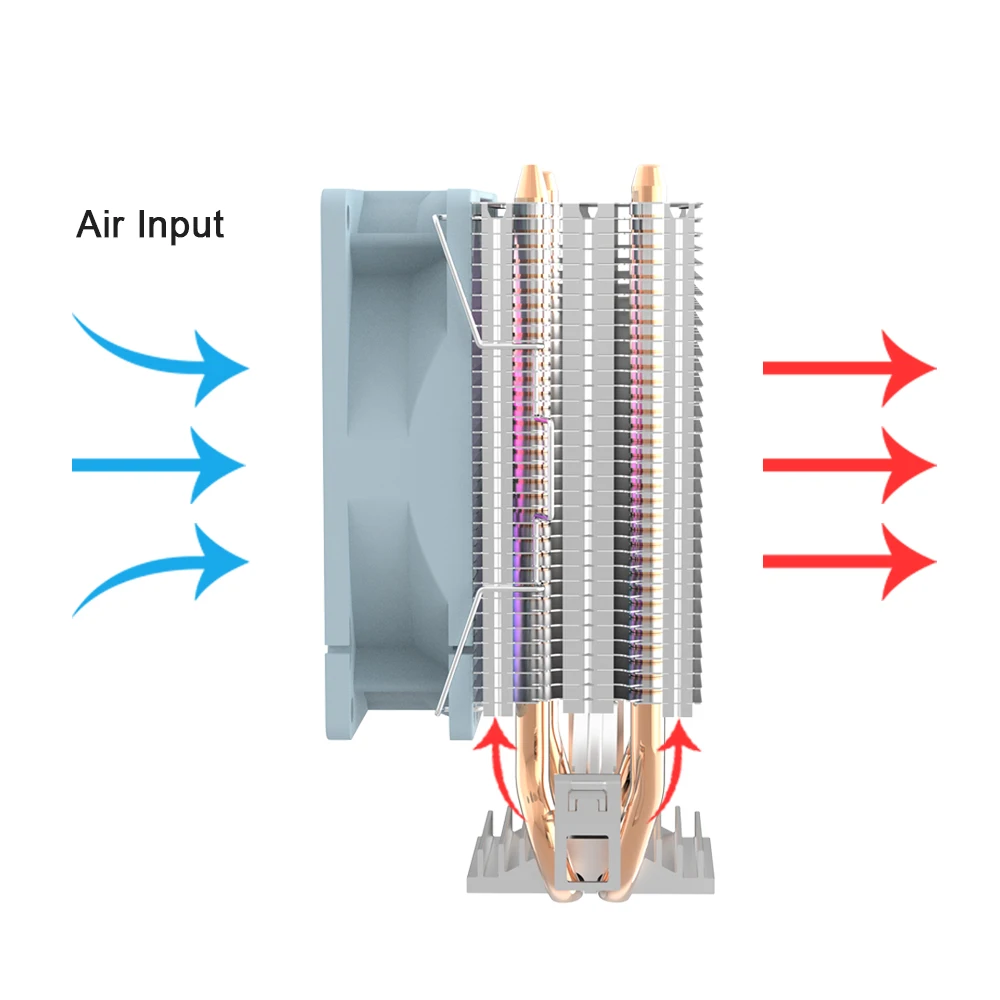 Aigo-cpu refrigerador ice200pro, 2 heatpipes, ventilador pwm de 3 pinos, silencioso, para intel 11x, 1200, 1700, am4, am5, amd