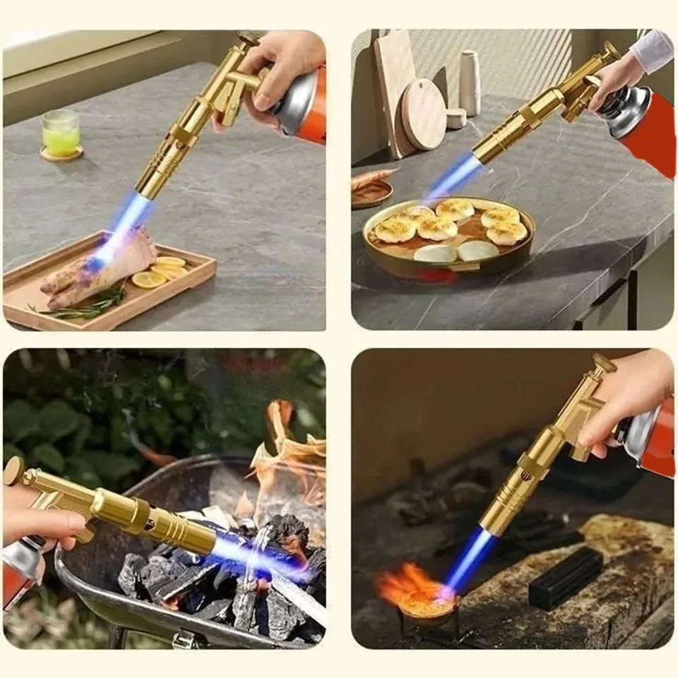 Portable Gold Copper Gas Welding Torch High Temperature Flame for BBQ Cooking Brazing