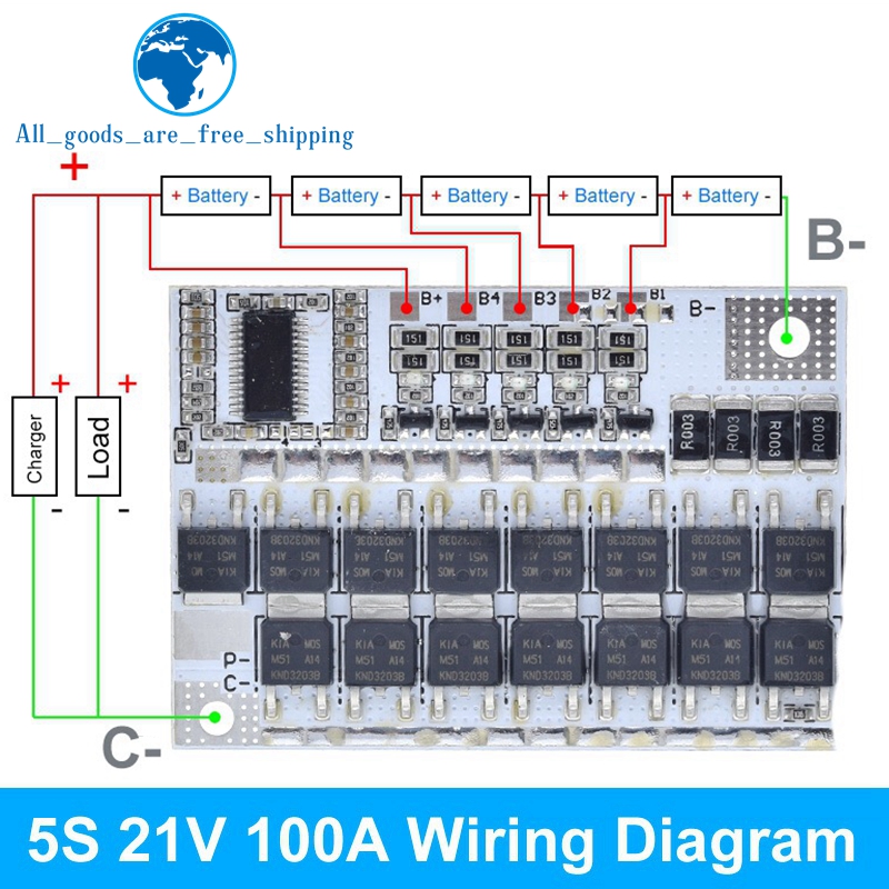 1/5PCS 3 S/4 S/5 S BMS 12 V 16.8 V 21 V 3.7 V 100A Li-Ion Lmo Ternary LITHIUM แบตเตอรี่ Circuit Board Li-Polymer BALANCE