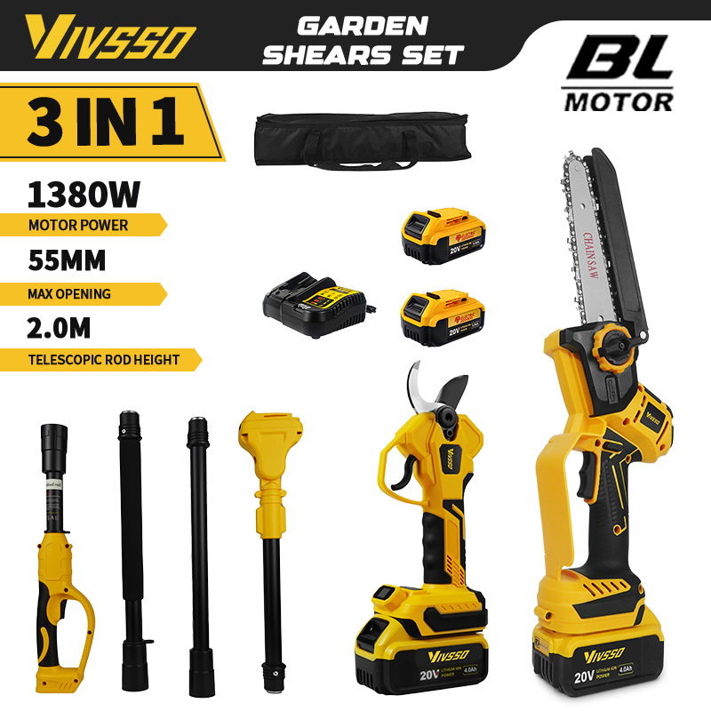 Бесщеточная машинка для стрижки электрической бензопилы VIVSSO 6 дюймов с выдвижным и съемным полюсом, аккумуляторное дерево для Dewalt, 20 В, аккумуляторные штифты