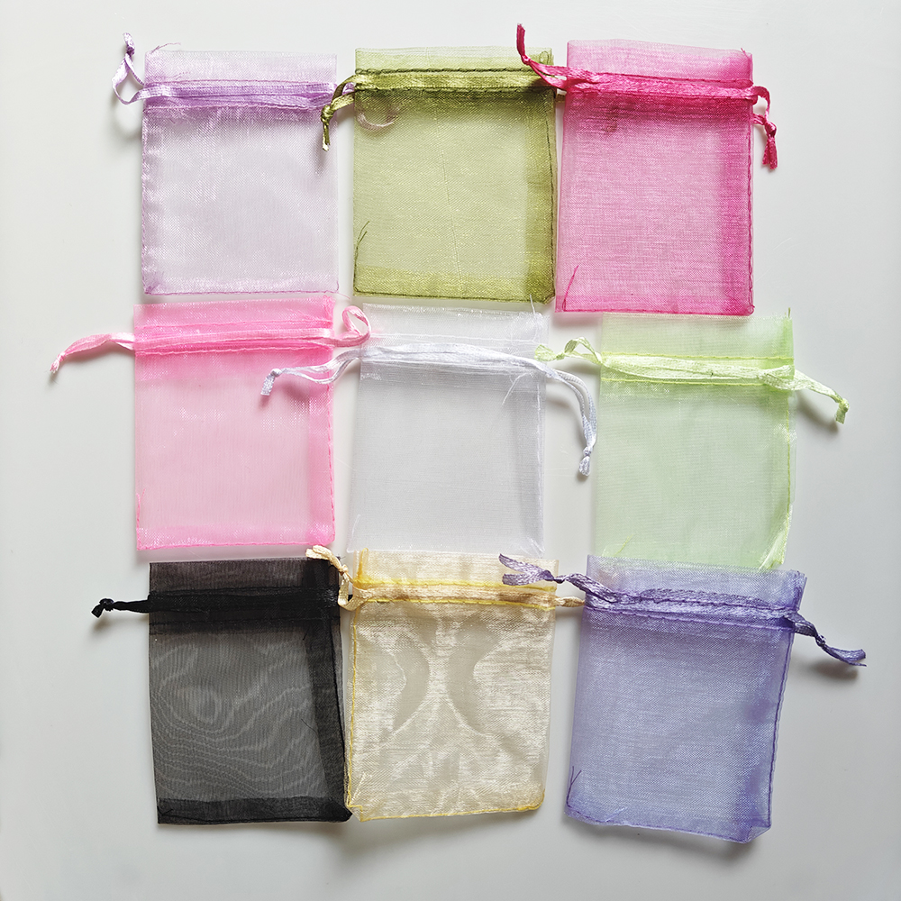 25/50/100 pçs saco de presente de organza multicolorido bolsas com cordão para doces saco de jóias embalagem sacos de presente de casamento saco de organza
