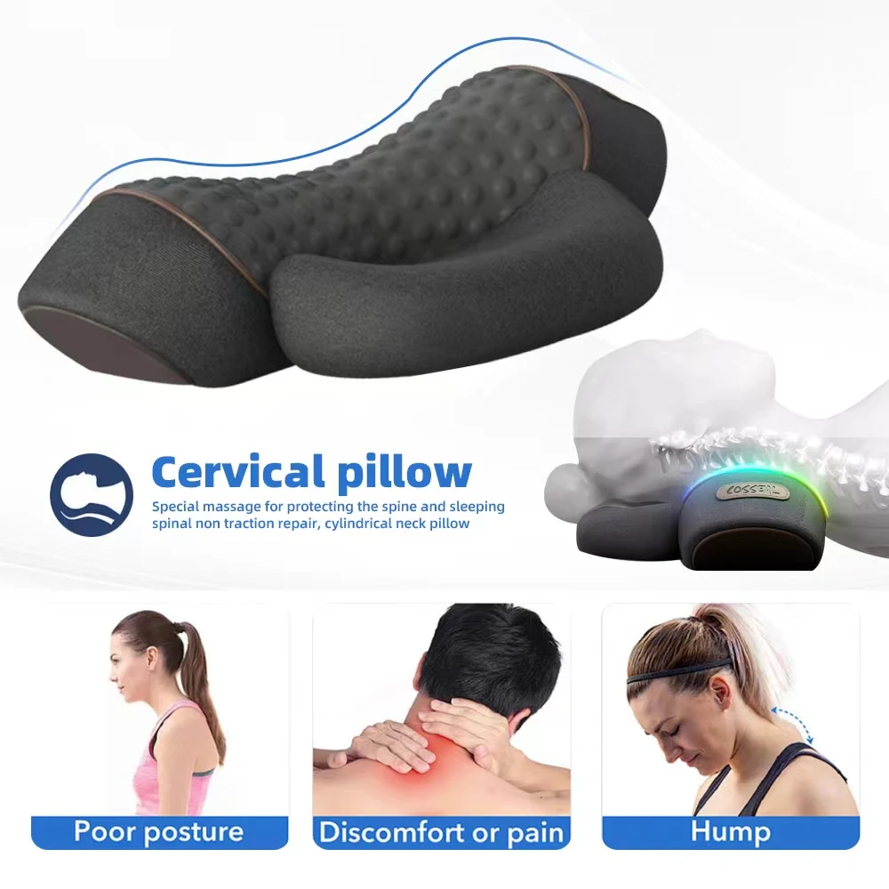 Almofada De Massagem Cervical Elétrica, Almofada De Aquecimento, Compressa Quente, Massagem De Vibração, Airbag, Tração Do Pescoço, Espuma De Memória