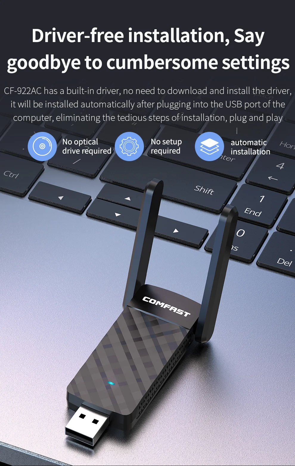 COMFAST 1200M Адаптер Wi-Fi Usb 5 ГГц Ethernet Lan Сетевые карты MT7612U Беспроводной Para De Rede Tarjeta Приемник Linux