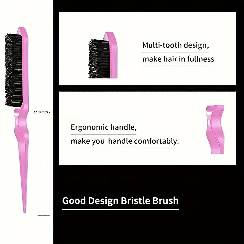 Ensemble de coiffure 8 pièces, flacon pulvérisateur de 6,76 oz et brosse à cheveux en nylon, peigne à queue de souris, brosse à cheveux de contrôle des bords et outil de queue de cheveux
