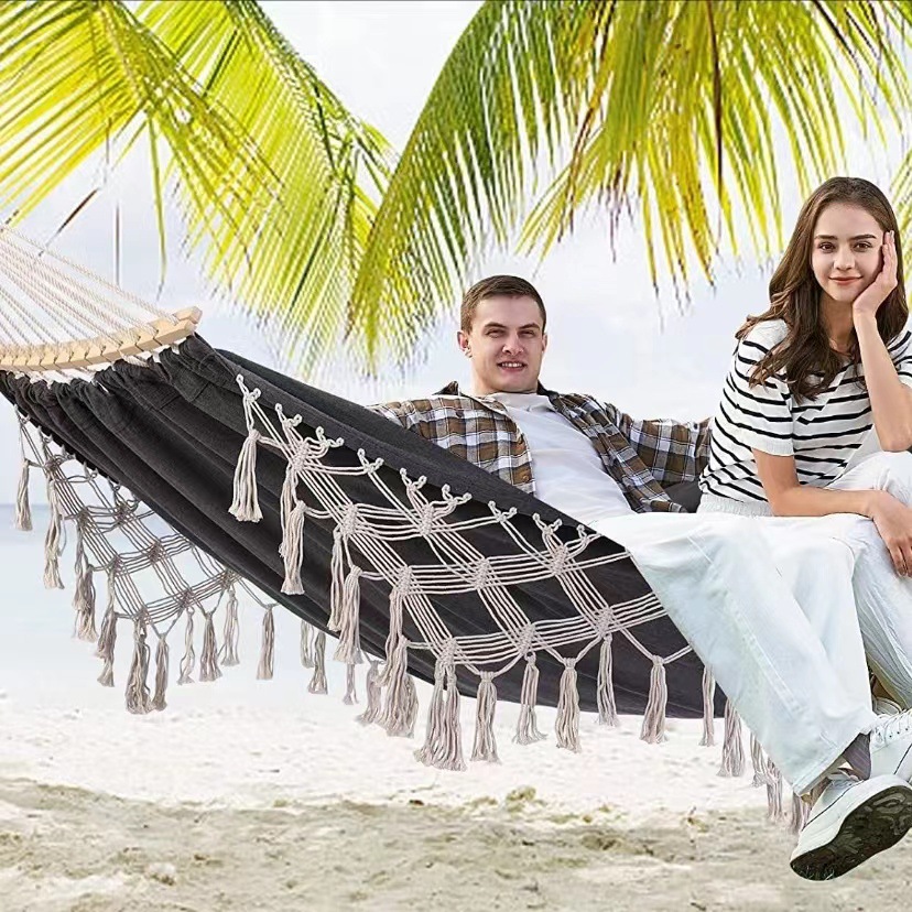 Anti-roll Fringe Hammock para Camping ao ar livre, Ins Canvas, Indoor, Single e Double Leisure, Swing Chair