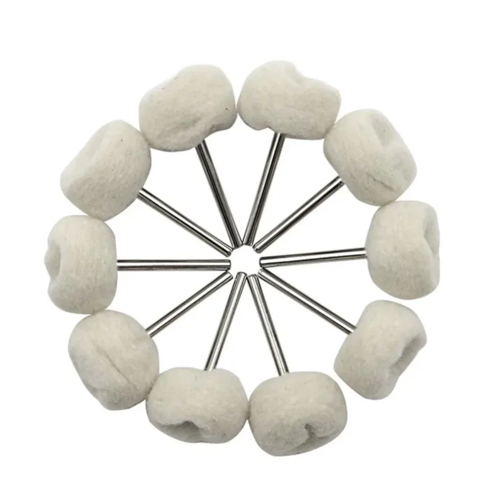Ruota lucidante per lucidatura in cotone fine montata su gambo da 10 pezzi da 3 mm per kit di lucidatura o mini trapano
