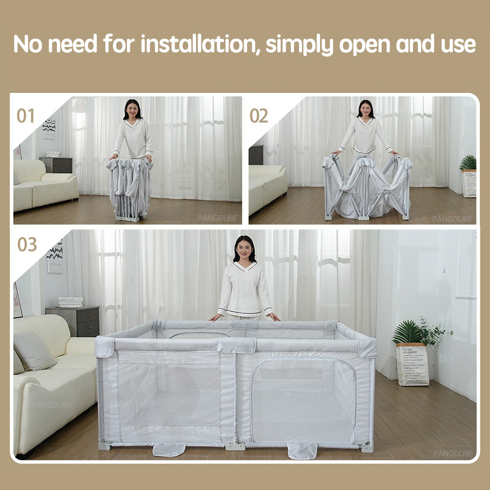 PANGDUBE พับสนามเด็กเล่นเด็ก Playpen เด็กแบบพกพากิจกรรมรั้ว Thicken ท่อและผ้าเล่นปากกาสําหรับเกมเด็ก Park