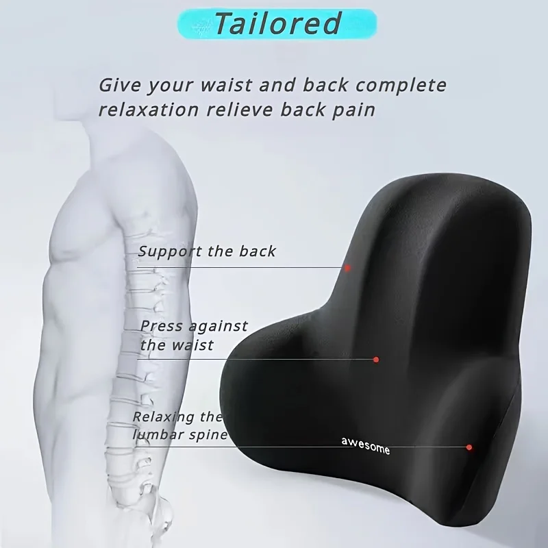 Set di cuscini per sedili in memory foam da 1 pezzo - Cuscino lombare e sedile 2 in 1 per ufficio/auto, grigio e nero, regalo di festa per alleviare il mal di schiena
