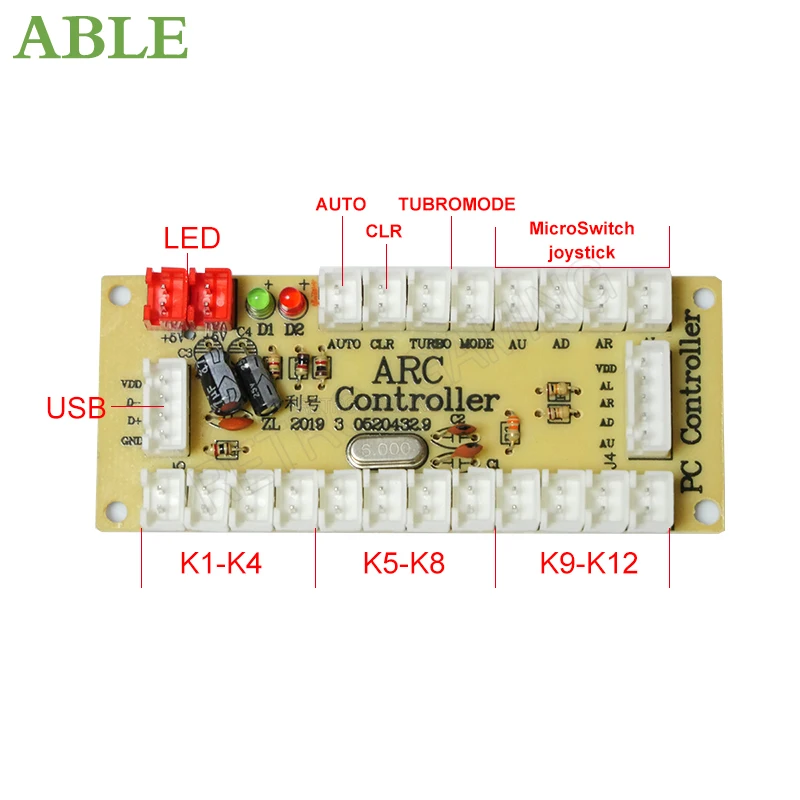 Mandoアーケードプッシュボタンジョイスティック,2プレーヤー,USB,エンコーダ,コンピューター,rasberry pi,happ,キャビネット